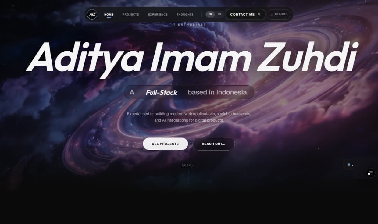 Screenshot website portofolio profesional dengan tampilan modern dan responsif.